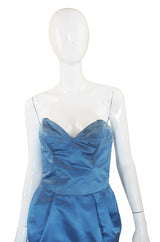1950s Pale Blue Silk Dress
