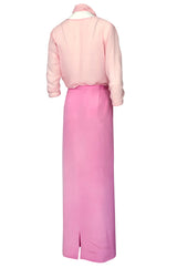 1980s Bill Blass Baby Pink Evening Jacket, Skirt & Silk Top Dress Suit
