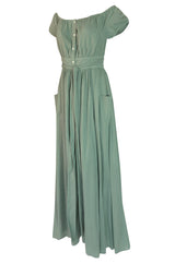 S/S 2016 Mara Hoffman Pale Green Cotton Gauze Off Shoulder Dress