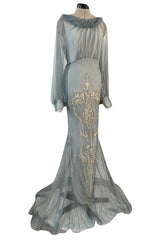 Important Fall 2009 John Galliano “Beautifully Iced Maidens” Beaded Net Pale Blue Grey Dress