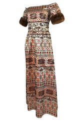 1973 Oscar de la Renta Metallic Silk Brocade Off Shoulder Dress