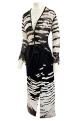 1996 Hanae Mori Haute Couture Hand Beaded Silk Chiffon & Printed Silk Dress