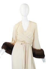 1974 Sable Cuffed Cream Jersey Bill Blass Dress