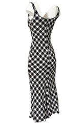 1995 Christian Dior by Gianfranco Ferre Runway Graphic B&W Dress