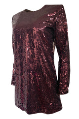 Fall 1996-97 Yves Saint Laurent Burgundy Sequin Micro Mini Dress or Tunic