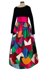 Iconic Fall 1980 Possible Yves Saint Laurent Haute Couture Dress Patchwork & Velvet Dress