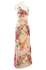 Exceptional Spring 1995 Bill Blass Runway & Book Piece Floral Silk Taffeta & Gingham Dress