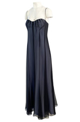 Spring 1999 Thierry Mugler Runway Documented Strapless Black & Ice Blue Chiffon Dress