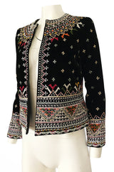 Fall 2002 Oscar de la Renta Embroidered & Sequin Black Velvet Jacket