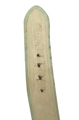 1970s Yves Saint Laurent Green Leather Wide Buckle Belt