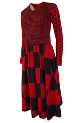 Documented 1971 Rudi Gernreich Red & Navy Check Dress w Belt