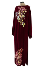 Exceptional Mid-1980s Paco Rabanne Haute Couture Velvet Beaded Caftan Dress