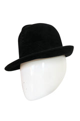 1970s Yves Saint Laurent Black Felt High Bowler Hat