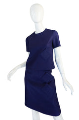 Early 1960s Pierre Cardin for Takashimaya Blue Linen Suit