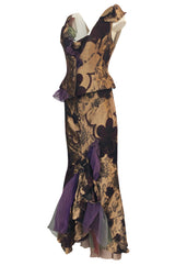 Fall 1992 Christian Lacroix Elaborate Gold & Silk Corset Top & Skirt