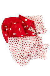 c.1978 Christian Dior Couture Huge Silk Chiffon Red & White Scarf