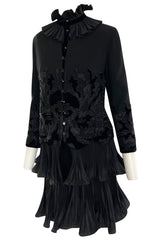 Documented Fall 1994 Valentino Haute Couture Hand Beaded & Pleated Top, Skirt & Jacket Suit Set