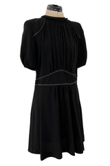 Prettiest 2015 Isabel Marant Easy To Wear Black Mini Dress w White Stitching