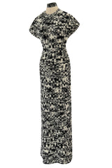 Runway Fall 2011 Chanel by Karl Lagerfeld Black & Ivory Knit Dress w Fringed Open Back