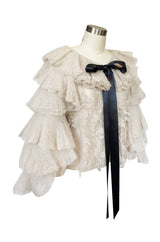 Fall 2009 Chanel Gossamer Mohair Knit Ruffled Sleeve Fantasy Evening Jacket