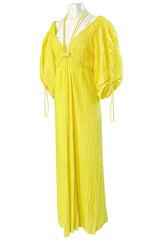 Fall 2016 Rosie Assoulin 'Holster' Bubble Sleeve Yellow Puff Fabric Tie Dress