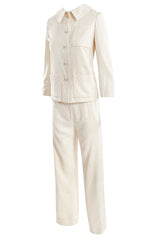 Well Documented Fall 1977 Christian Dior Haute Couture Cream Silk Suit