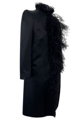Iconic Fall 2000 Chanel by Karl Lagerfeld Haute Couture Black Silk Tulle Ruffle Evening Coat