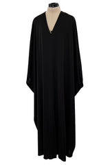 Easy to Wear 1970s Halston Simple & Chic Black Jersey Slip On Caftan Dress
