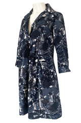 Spring 2006 Marni Blue & Grey Cotton Print Baby Doll Mini Dress