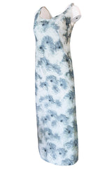 c.1963 Maggy Rouff Haute Couture Pale Metallic Blue Net & Ribbon Dress