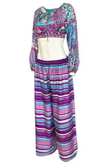 Spring 1970 Donald Brooks Documented Cropped Top & Pants Silk Set