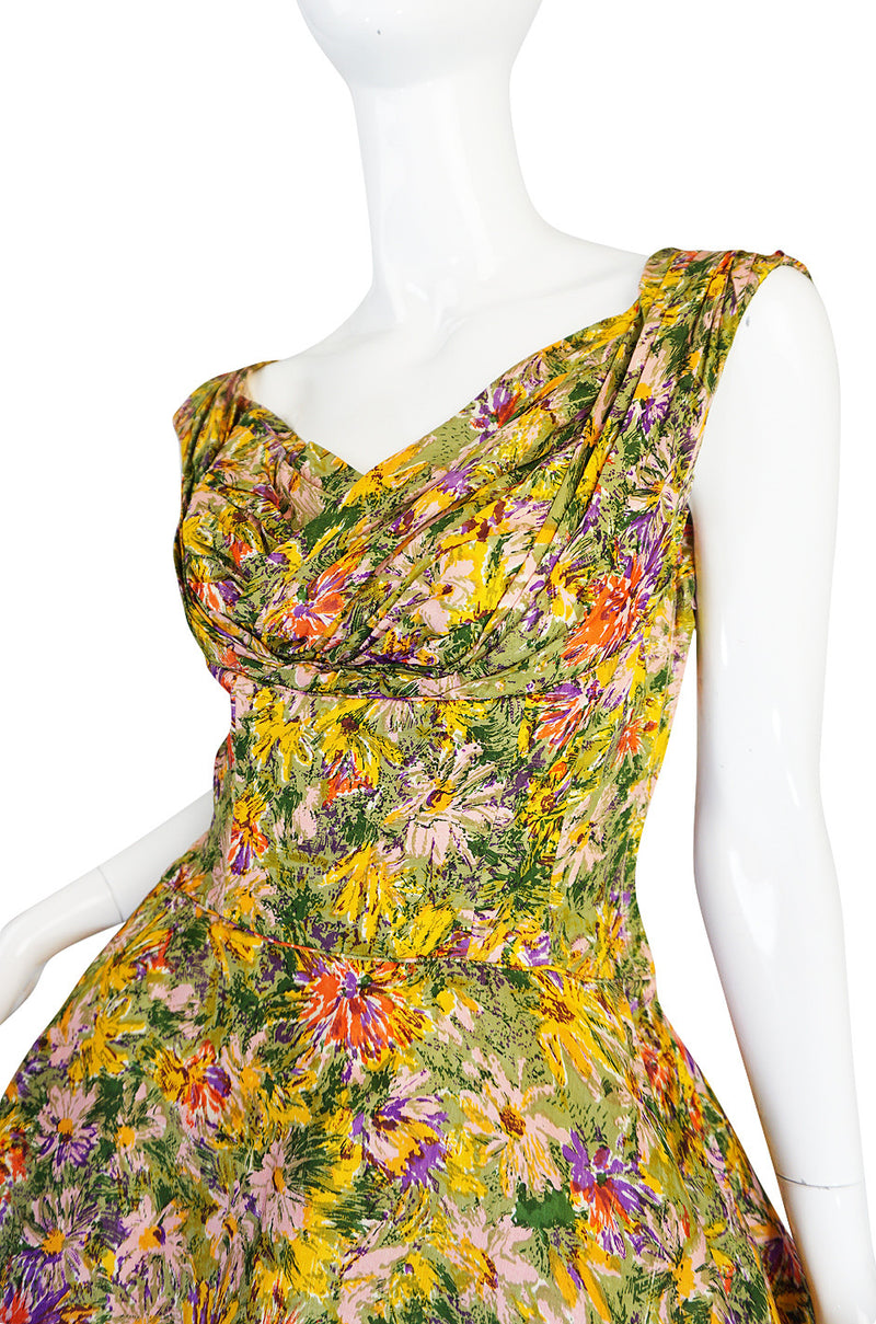 Extraordinary 1950s Yellow Silk Ceil Chapman Dress