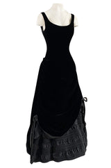 Fall 1998 Christian Lacroix Runway Black Velvet Dress W Signature Puffed Silk Taffeta Underskirt