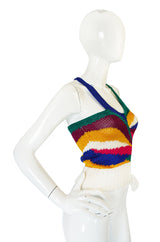 1970s Krizia Multi Color Racer Back Sweater Top