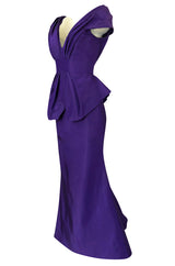 A/W 2013 Oscar De La Renta Runway Sculptural Purple Silk Dress