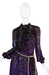 1970s Incredible Velvet Chiffon Lillie Rubin Dress
