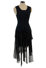 Cruise 2002 Chanel by Karl Lagerfel Cashmere Knit Dress w Silk Chiffon Ribbon Skirt