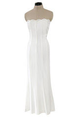 Instantly Recognizable Spring 1992 Valentino Strapless All White Vertical Paneled Dress