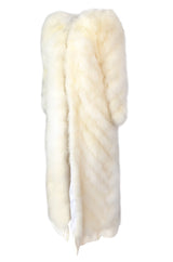 1970s Saks SFAntastic Ivory & Pale Yellow Down Feather Maxi Coat