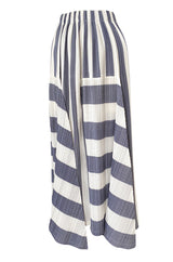Early 1990s Issey Miyake Graphic Gray & White Elaborately Pleated Midi Skirt
