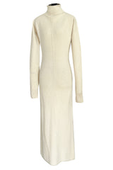 Warm & Cozy 2000s Celine by Pheobe Philo Cream Sweater Dress w High Neck