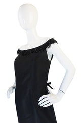 1960s Stanley Korshak Black Silk Beaded Gown