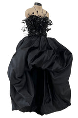 Extraordinary Fall 1996 Nina Ricci by Girard Pipard Haute Couture Feather & Beaded Silk Dress