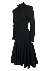 Fall 1988 Patrick Kelly Black Knit Fitted & Flared Skirt Dress