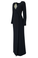 Fall 2005 Christian Dior Supermodel Length Navy Side Button Dress