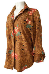 Fall 1990 Todd Oldham Horse Print Western Feel Top w Brass Buttons