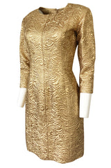 Fall 1991 Yves Saint Laurent Documented Gold Brocade Shift Dress