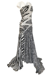 Fall 2008 Balmain by Christophe Decarnin Runway Zebra & Leopard Print Dress w Crystal Bolt