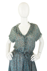 1970s Scott Barrie Silk Chiffon Ruffle Dress