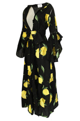 Recent We Are Leone "Amalfi Lemon" Wrap Dress Kimono Cover Up